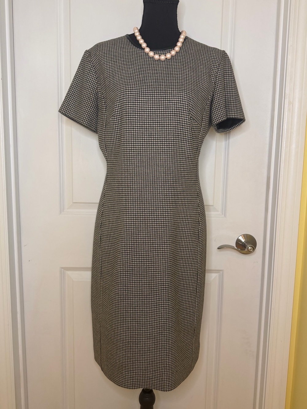 Vintage Polo Ralph Lauren Black and White Houndstooth Sheath Dress, size 6